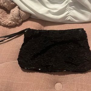 Black sequinned clutch